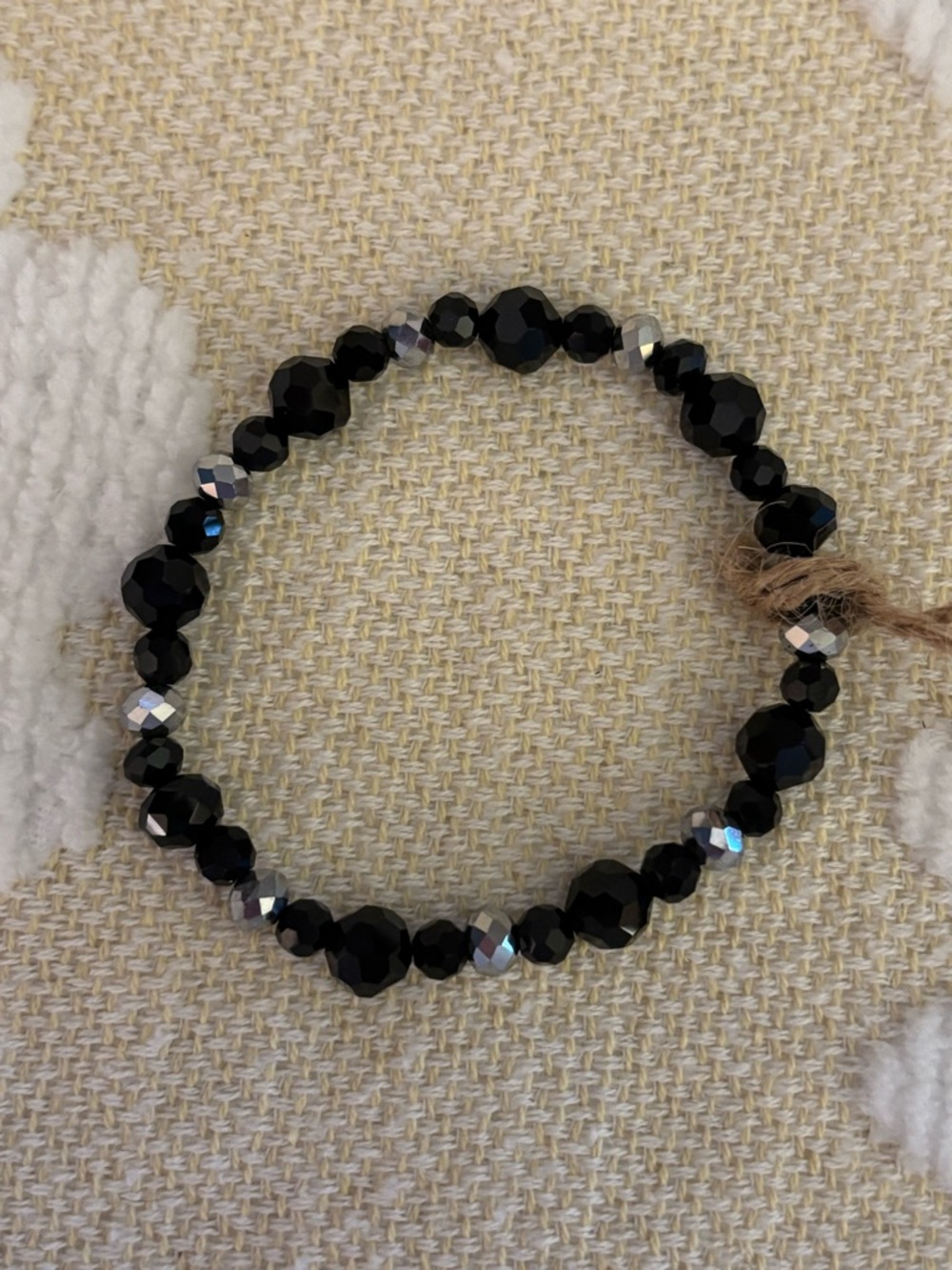 Sparkly Black & Silver Beaded Stretch Bracelet